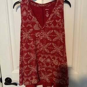 Sonoma Burnt Red Floral V-Neck Sleeveless Top